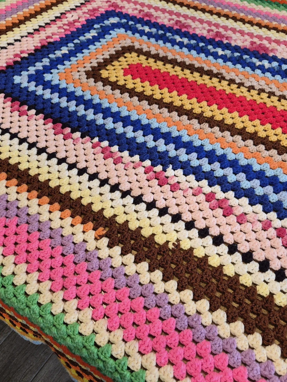 Handmade Multicolor Crochet Blanket - Vibrant Striped Throw